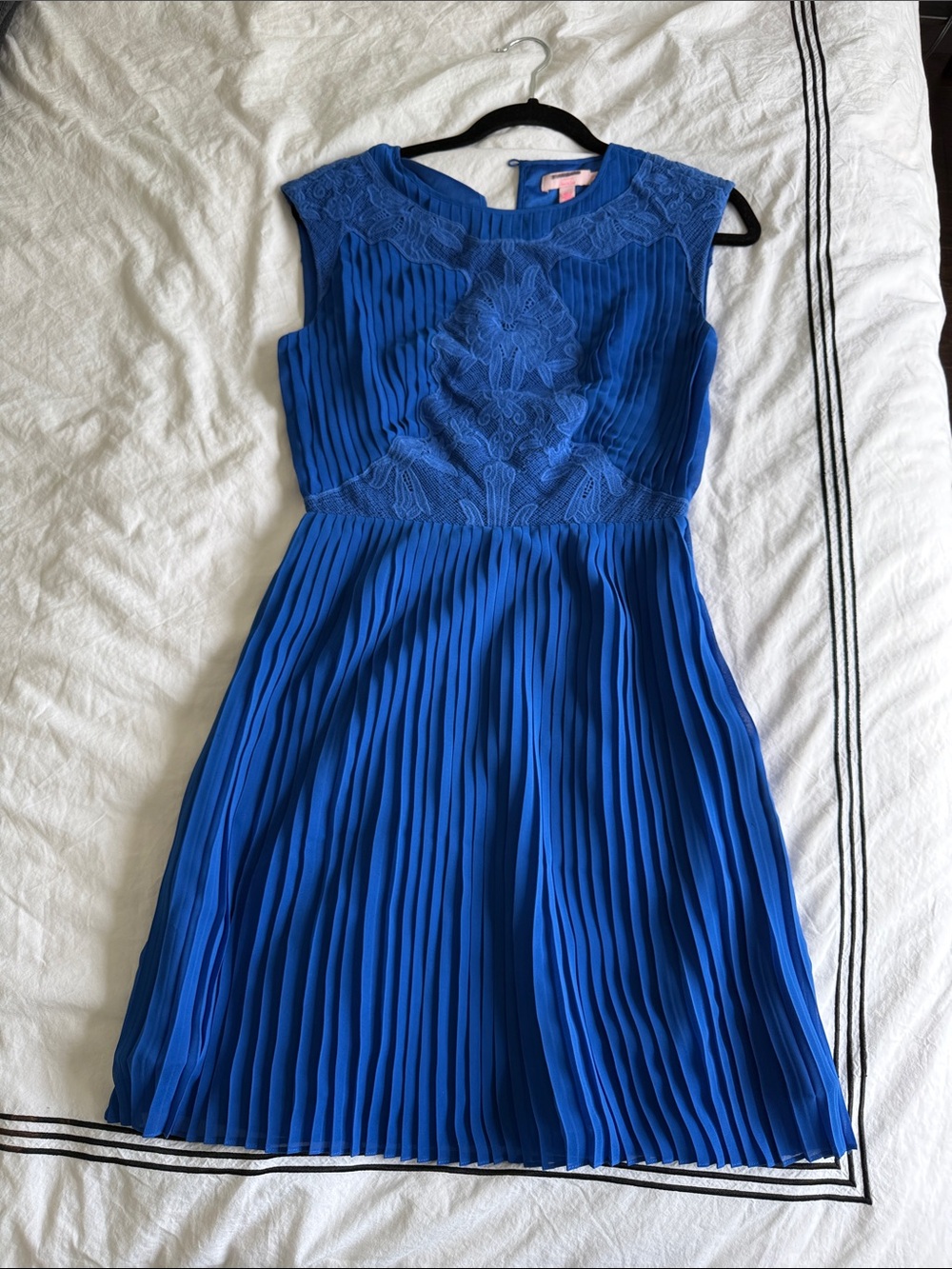 Ted Baker London Royal Blue Pleated Lace Dress